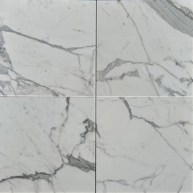 Statuario (Statuary) Premium Italian Marble 24x24 Tile Polished&Honed