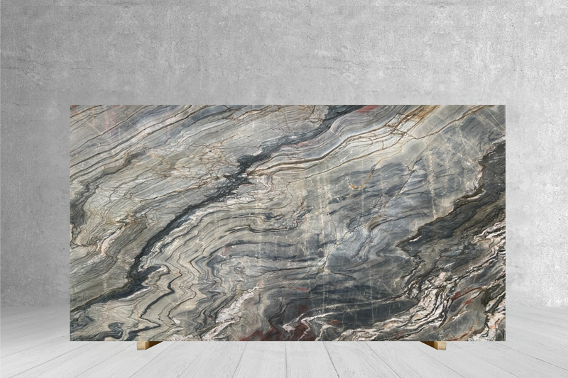 QUARTZITE TEMPEST BLUE POLISHED SLAB 3/4 114 x  69