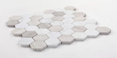 2 Hexagon Loft Volakas & Haisa Honed Marble Mosaic