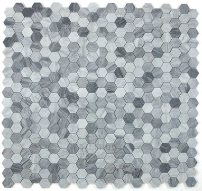 2 Hexagon Mix Grey Honed Italian Marble Mosaic