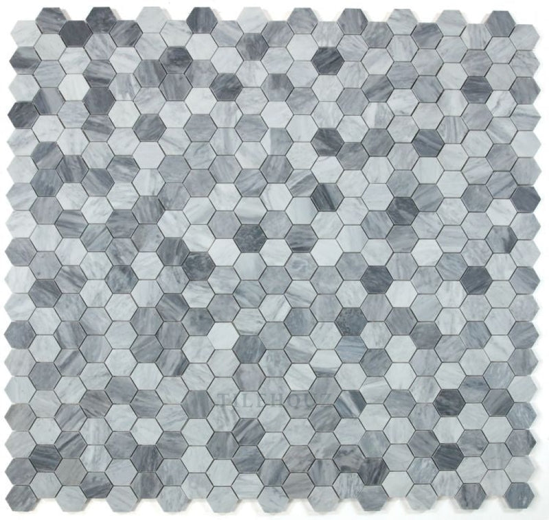 2 Hexagon Mix Grey Honed Italian Marble Mosaic