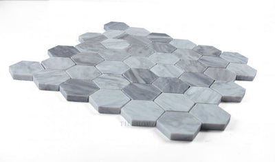 2 Hexagon Mix Grey Honed Italian Marble Mosaic