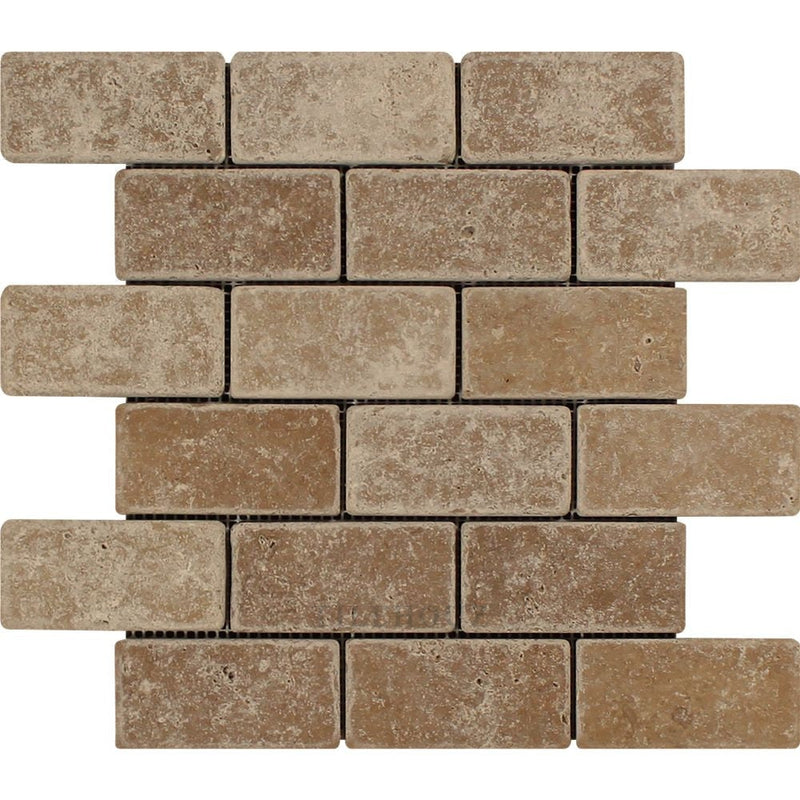 3 X 4 Tumbled Noce Travertine Brick Mosaic Tile Tiles