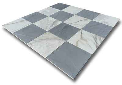 Checkerboard Marble Tile Calacatta Gold & Bardiglio Imperiale