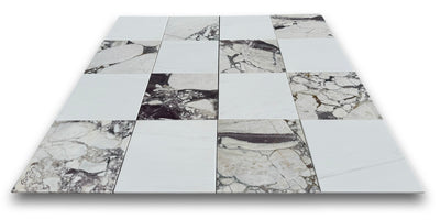 Checkerboard Marble Tile Calacatta Viola & Bianco Dolomite