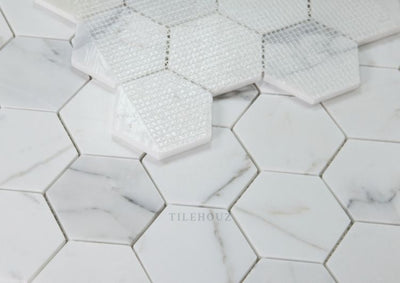 Hexagon Calacatta White 3 X Marble Mosaic