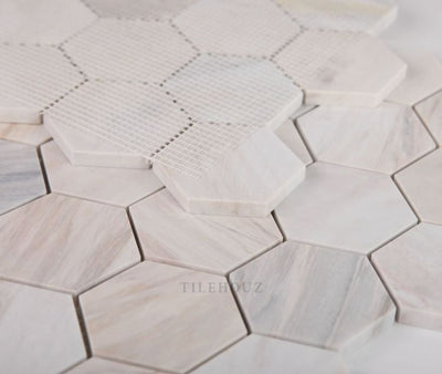 3 Hexagon Honed Eurasian Marble Mosaic