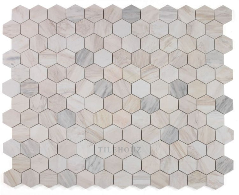 3 Hexagon Honed Eurasian Marble Mosaic