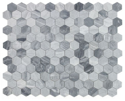 3 Hexagon Mix Grey Honed Italian Marble Mosaic