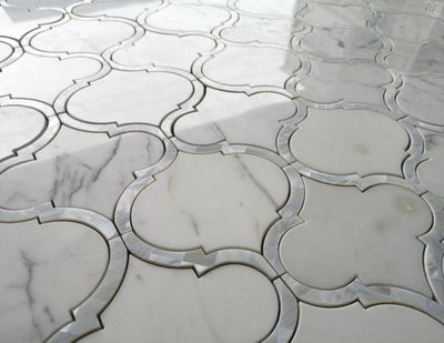 Alice Pearl Calacatta White 11.5 x 12 Marble & Pearl Mosaic Tile