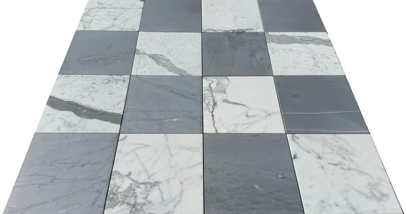 Checkerboard Marble Tile Bardiglio & Statuario