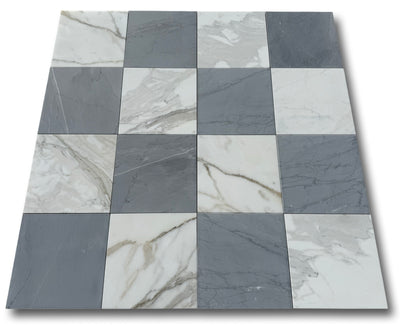 Checkerboard Marble Tile Calacatta Gold & Bardiglio Imperiale