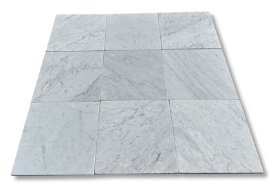 Carrara White Marble 12x12 Tumbled Tile