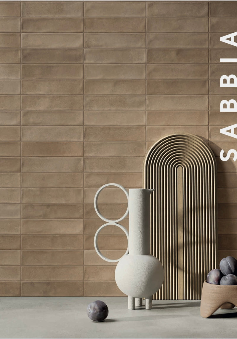 CRUDA BRICK SABBIA PORCELAIN TILE 2X8 R10B (4.8X20CM)