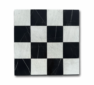 Checkerboard Marble Tile Nero Marquina & Carrara Tumbled