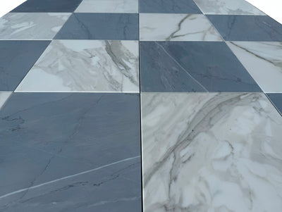 Checkerboard Marble Tile Calacatta Gold & Bardiglio Imperiale