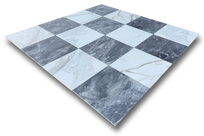 Checkerboard Marble Tile Calacatta Gold & Bardiglio Nuvolato