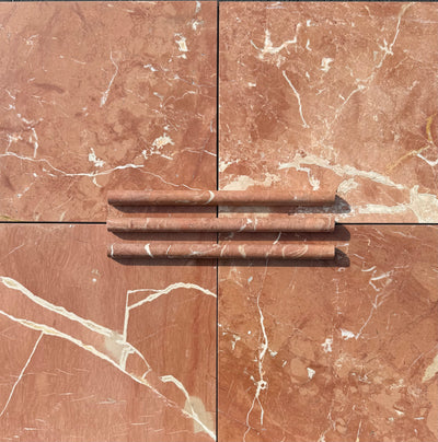 Rojo Alicante Marble 3/4x12 Bullnose Liner