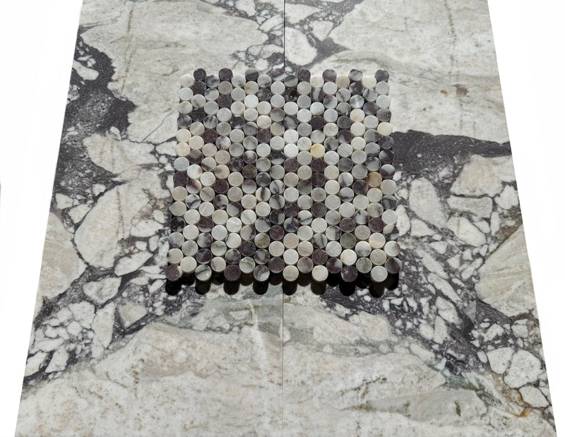 Calacatta Viola Marble Penny Mosaic