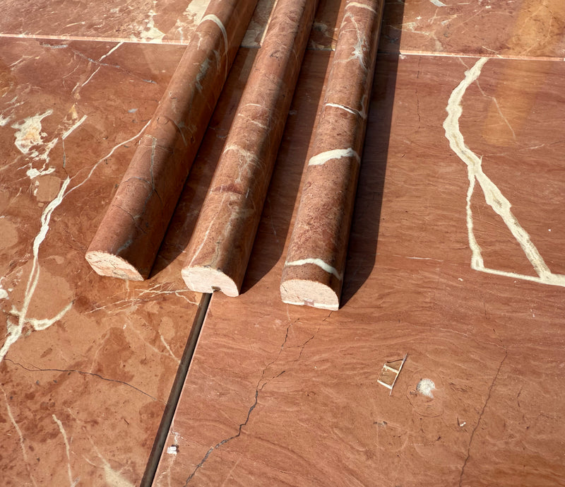 Rojo Alicante Marble 3/4x12 Bullnose Liner