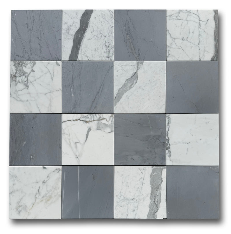 Checkerboard Marble Tile Bardiglio & Statuario