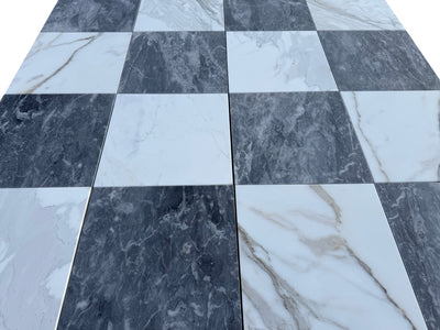 Checkerboard Marble Tile Calacatta Gold & Bardiglio Nuvolato