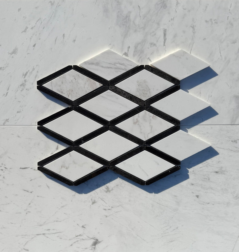 Volakas Marble 2x4 Diamond Mosaic Tile