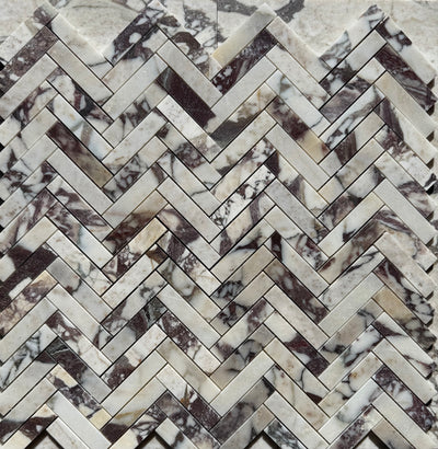 Calacatta Viola Marble 1x4 Herringbone Mosaic