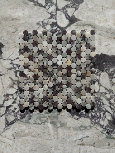 Calacatta Viola Marble Penny Mosaic