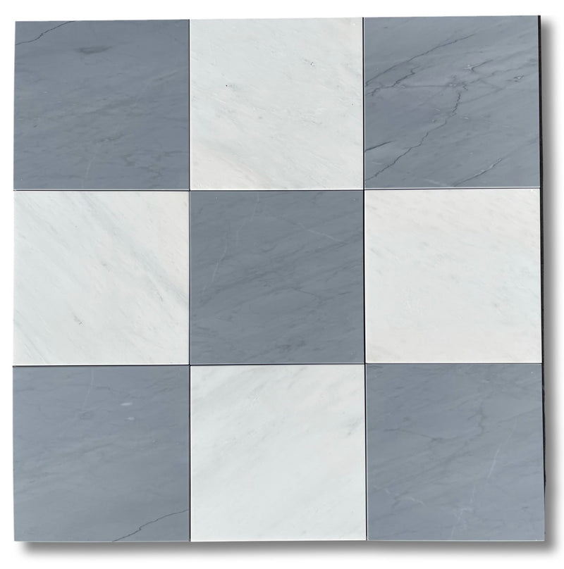 Checkerboard Marble Tile Bardiglio Imperiale & Asian Statuary