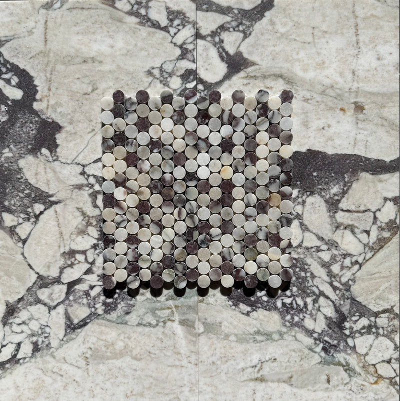 Calacatta Viola Marble Penny Mosaic