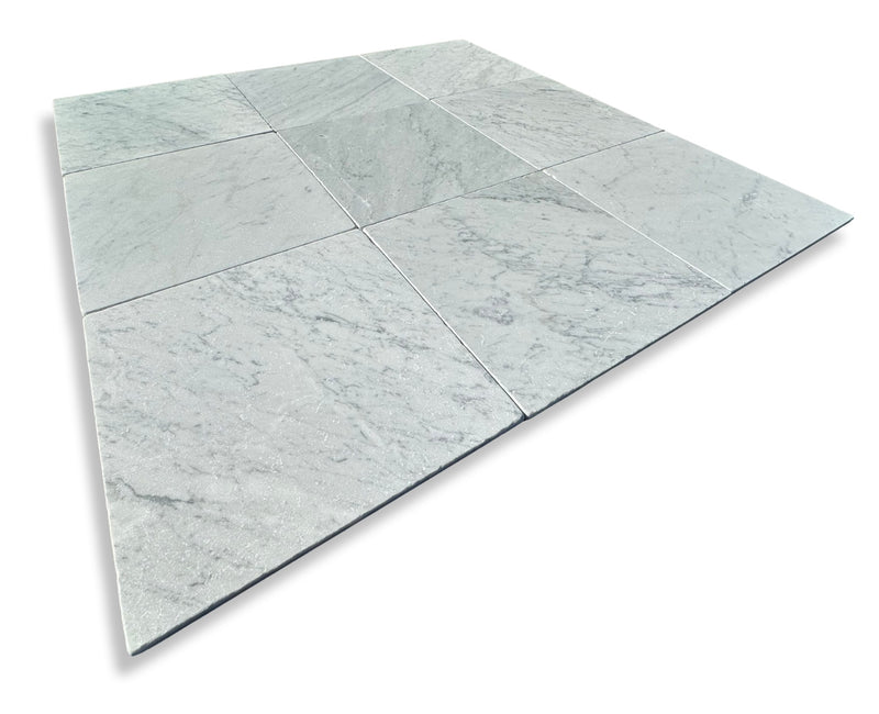 Carrara White Marble 12x12 Tumbled Tile