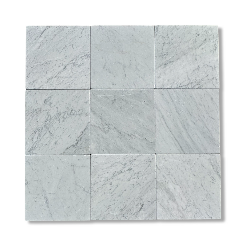 Carrara White Marble 12x12 Tumbled Tile