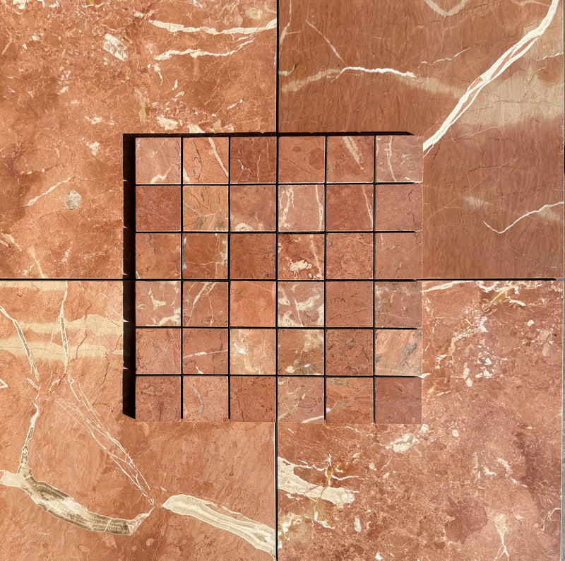 Rojo Alicante Marble 2x2 Square Mosaic