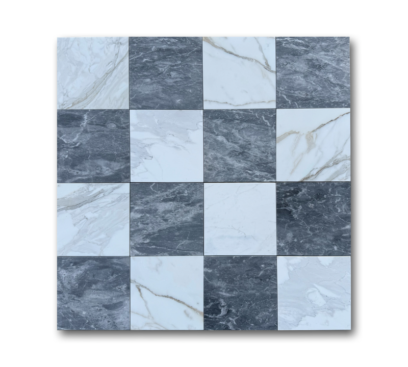 Checkerboard Marble Tile Calacatta Gold & Bardiglio Nuvolato