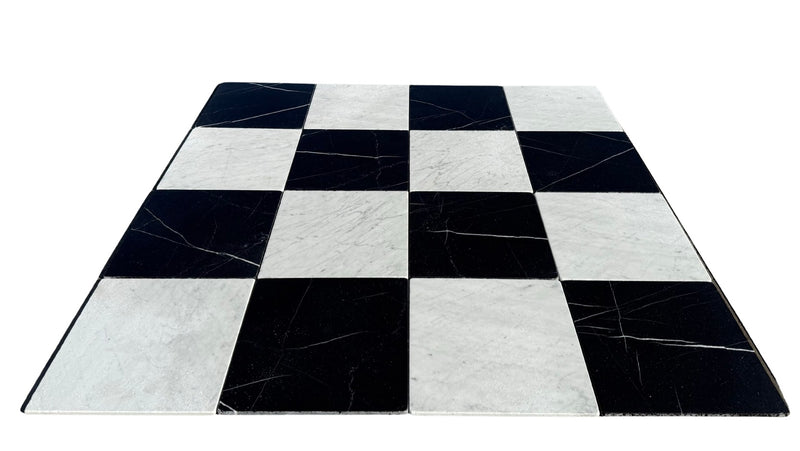 Checkerboard Marble Tile Nero Marquina & Carrara Tumbled