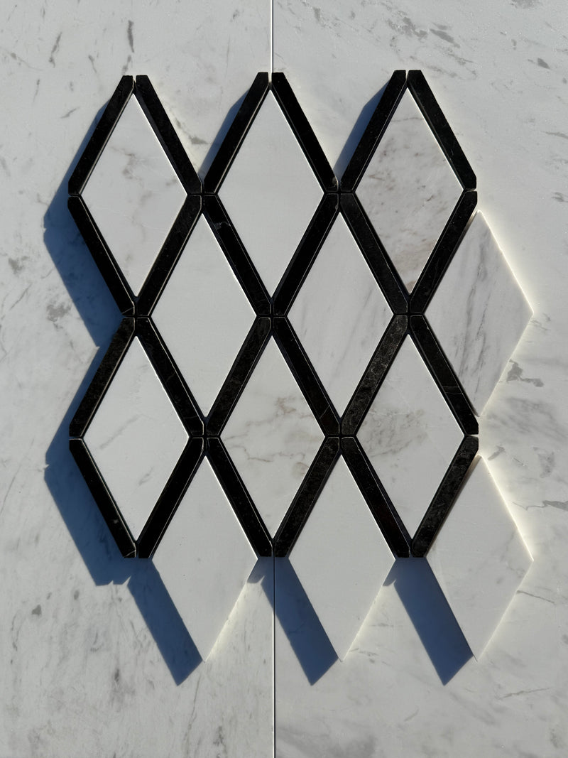 Volakas Marble 2x4 Diamond Mosaic Tile