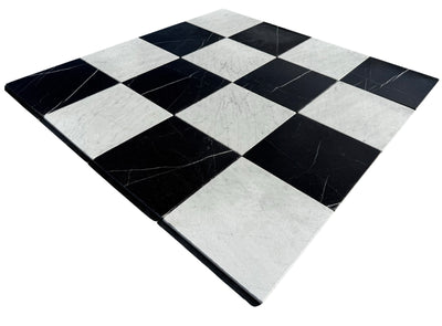 Checkerboard Marble Tile Nero Marquina & Carrara Tumbled