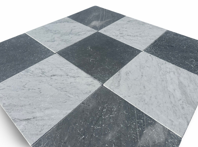 Carrara White Marble 12x12 Tumbled Tile