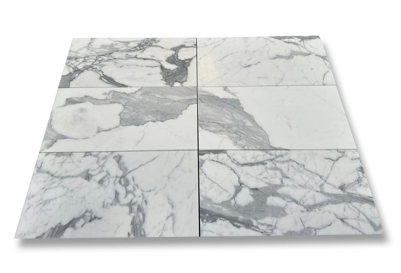 Statuario Premium Italian Marble 12x24 Tile Polished&Honed