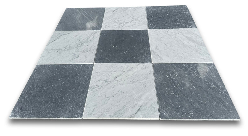 Carrara White Marble 12x12 Tumbled Tile