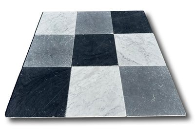 Nero Marquina Marble 12x12 Tumbled Tile