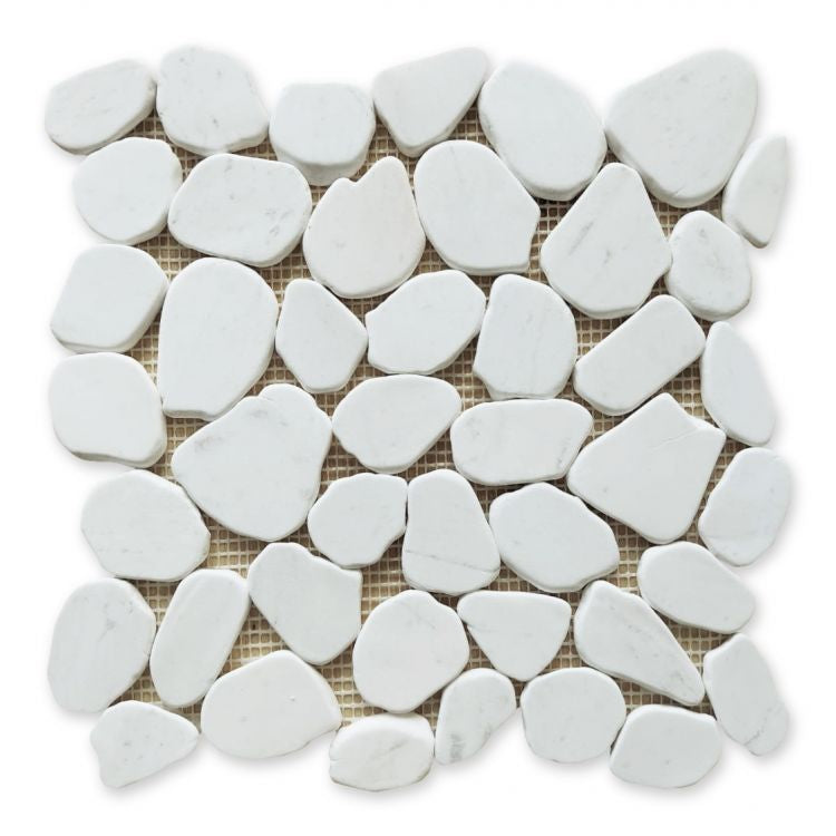 River Stone White Tumbled Marble Mosaic