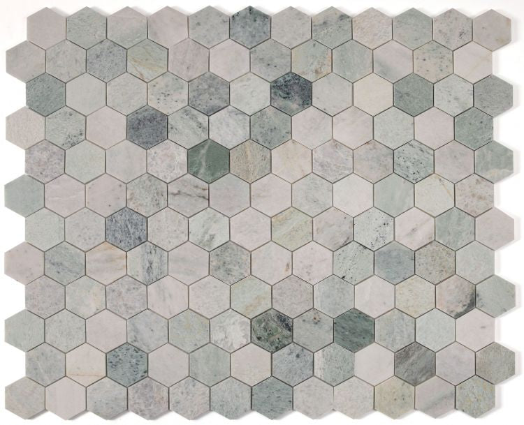 Ming Green Marble 3” Hexagon Mosaic Polished