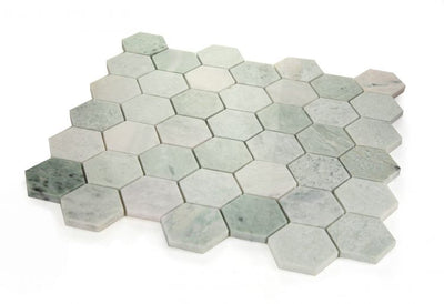 Ming Green Marble 2” Hexagon Mosaic Polished