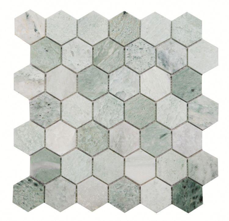 Ming Green Marble 2” Hexagon Mosaic Polished