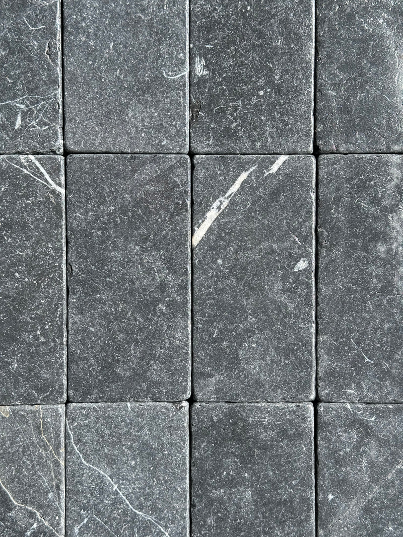 Nero Marquina Marble 3x6 Tumbled Tile