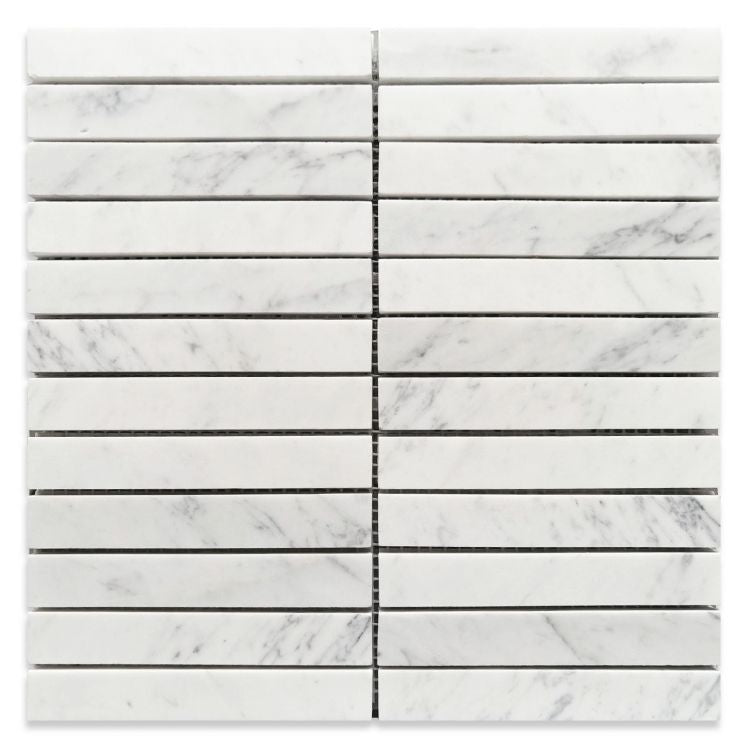 Carrara Marble Honed Slot Mosaic Tile