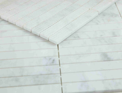 Carrara Marble Honed Slot Mosaic Tile