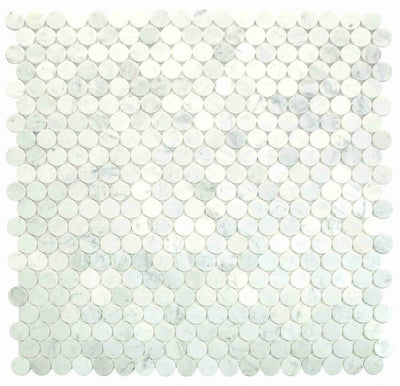 Carrara Marble Large 2” Penny-Round Honed Mosaic